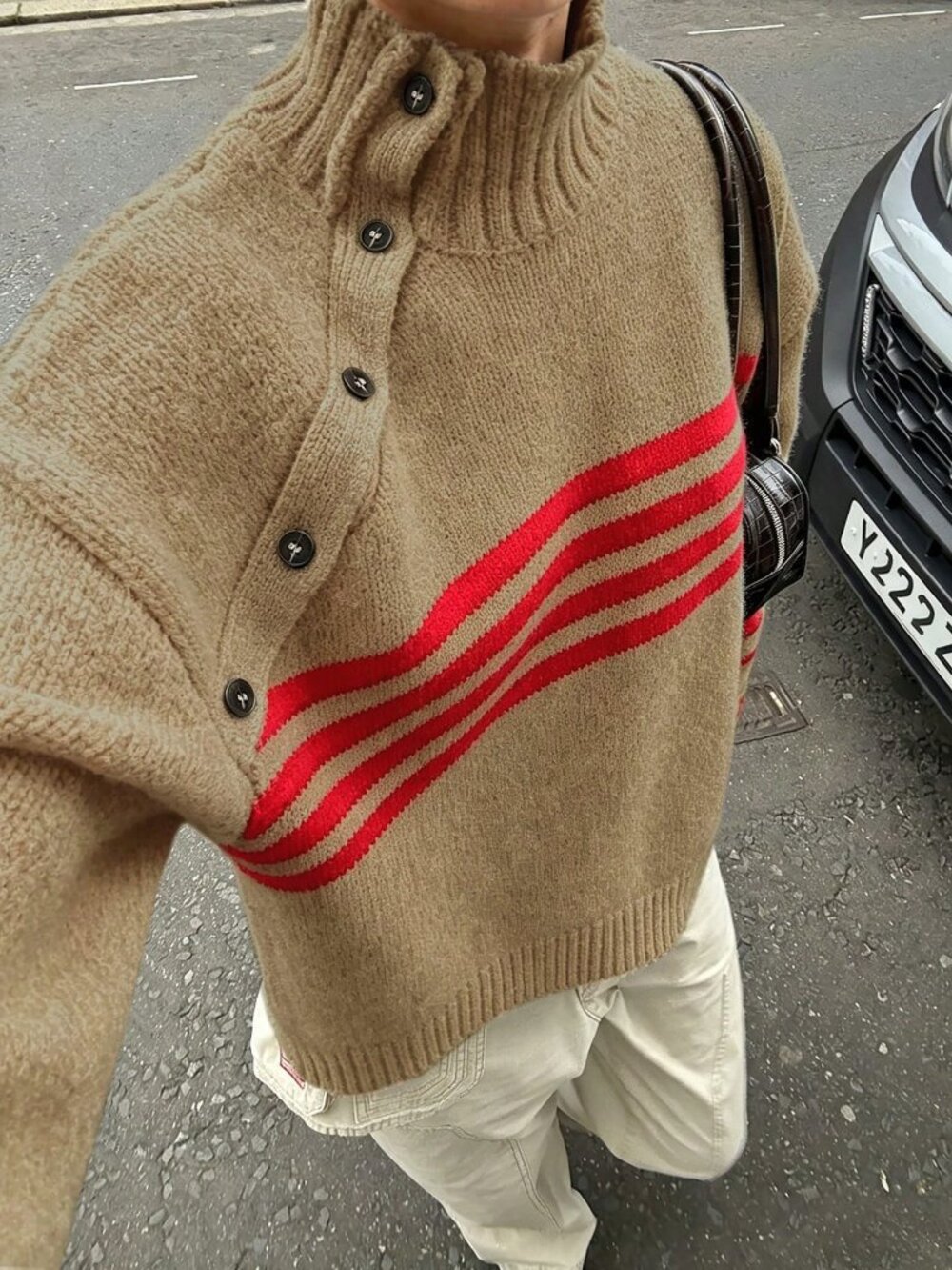 Khaki Casual Women's Long Sleeve Knit Pullover Sweater